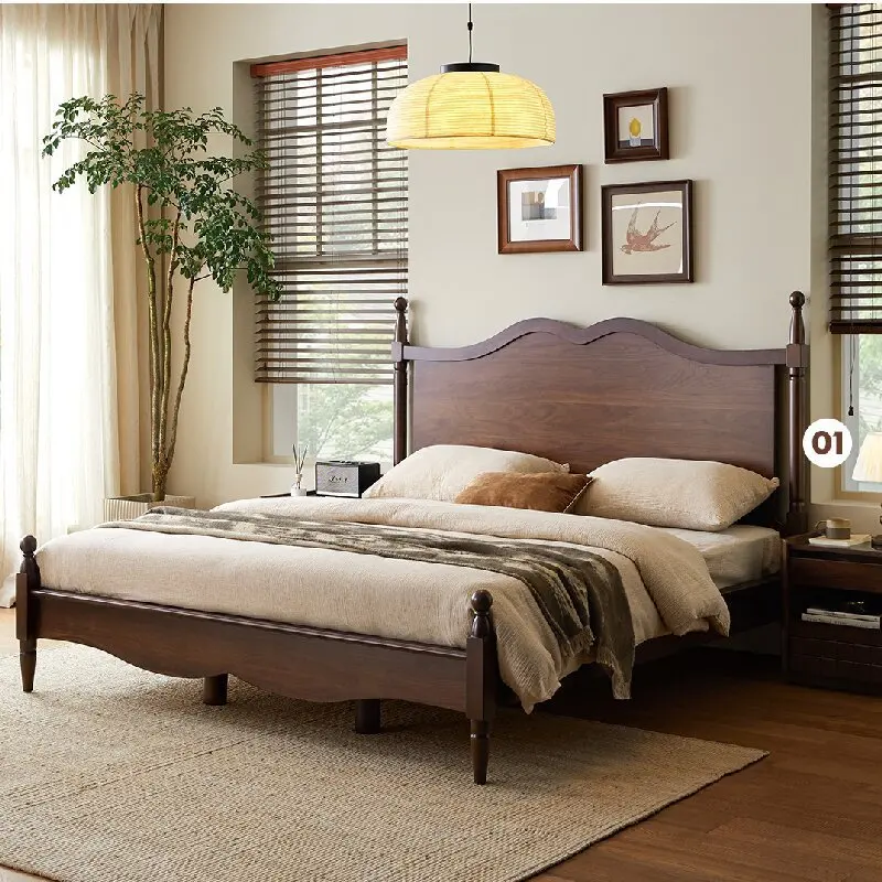 

Customizable Nordic French pure solid wood bed master bedroom double bed 1.8 meters