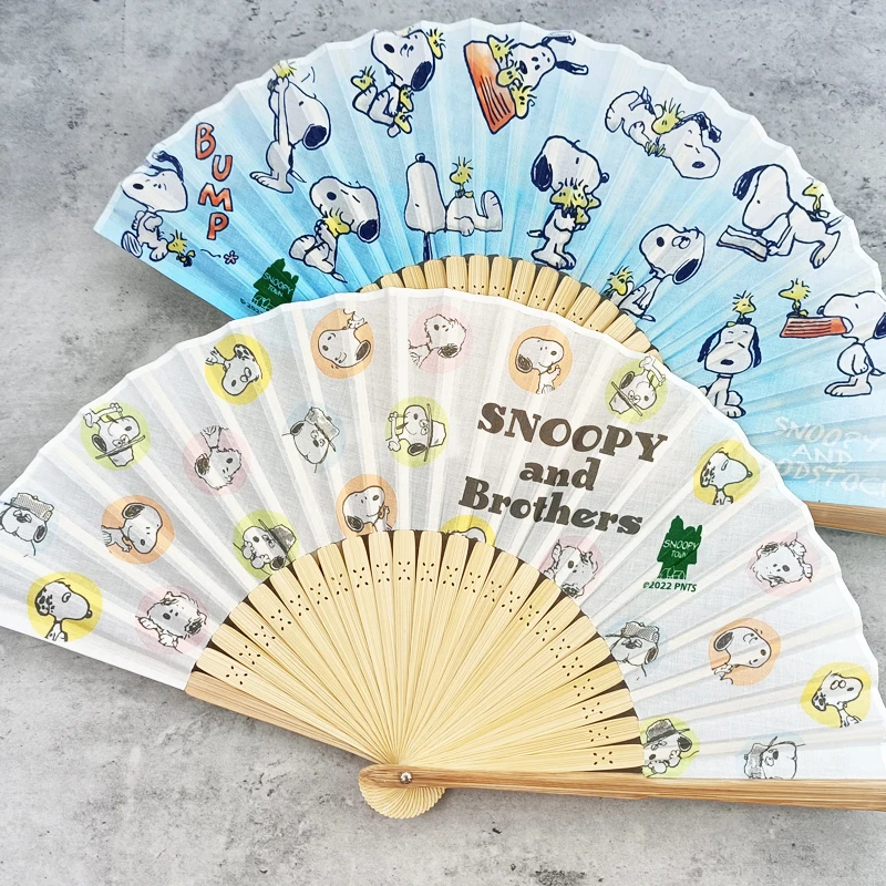 Snoopy Cute Cartoon Men and Women Cotton Folding Fan Creative Exquisite Cartoon Pattern 6-inch Portable Bamboo Fan Wholesale