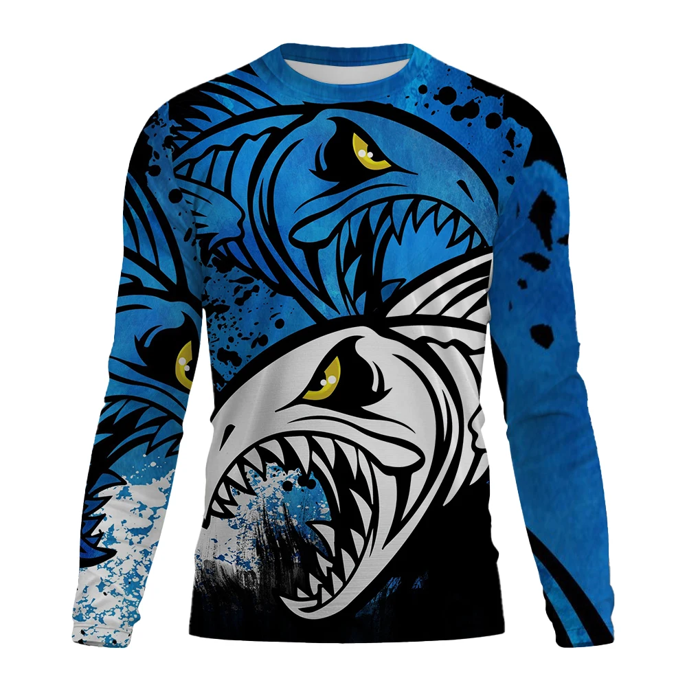 3D Print Fishing T-shirt Men Outdoor Clothing Tops spring and autumn O-neck Casual Pullover Unisex Long Sleeve Tees