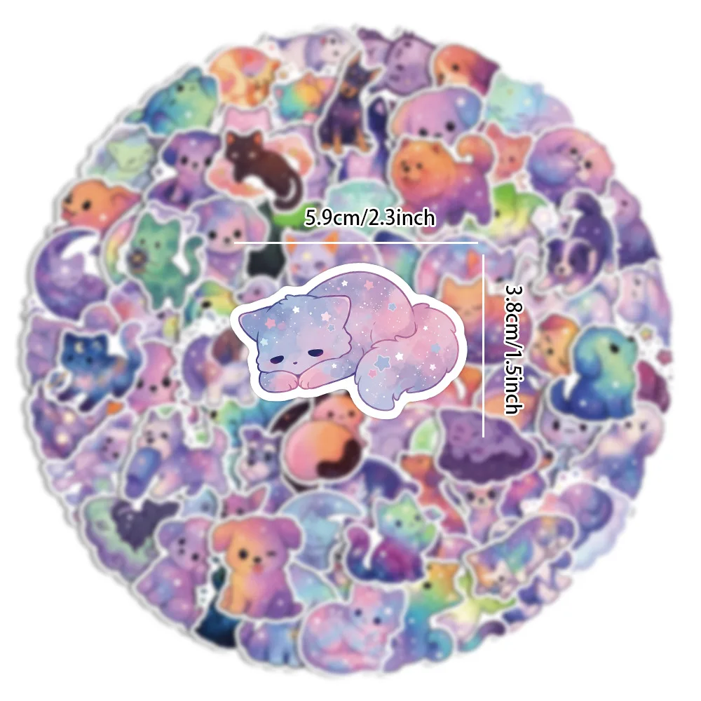 50/100PCS Starry Sky Cat and Dog Stickers Cartoon Creative Decoration Notebook Skateboard Phone Case Graffiti Helmet Toys Gifts