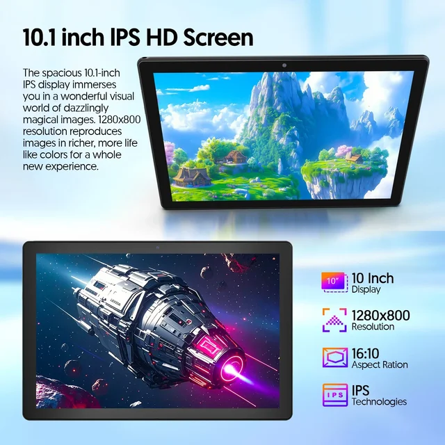 BAKEN 10-inch Android 15 tablet, quad-core processor, 12GB (3+9 expansion) RAM + 64GB storage, 5G WiFi, 1280*800 dual cameras 4 BAKEN 10" Android 15 Tablet – Quad-Core, 12GB RAM (3GB + 9GB Virtual), 64GB, 5G WiFi, Dual Cameras – view 4