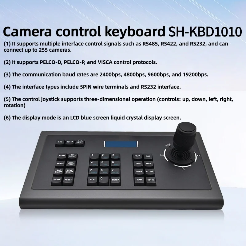 

3D Joystick PTZ Controller Keyboard 255 Preset Positions TFT Display for Church Youtube Live Streaming Equipment