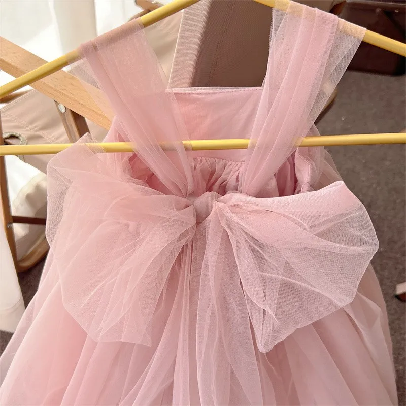 Fashion Baby Girl Princess Strap Tutu Dress Infant Toddler Child Sleeveless Bow Vestido Party Dance Birthday Baby Clothes 1-10Y