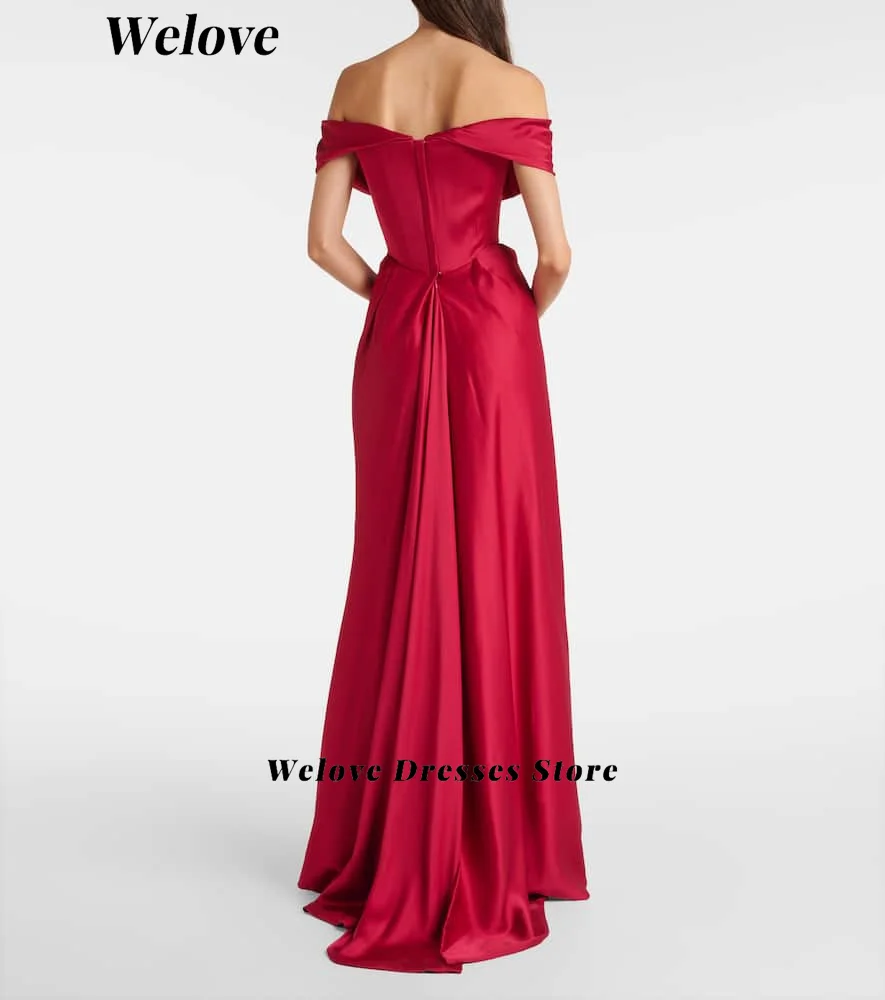 Welove Elegant Off Shoulder Mermaid Evening Dresses 2025 Customized Pleated Wedding Party Gowns Haute Couture فساتين ا