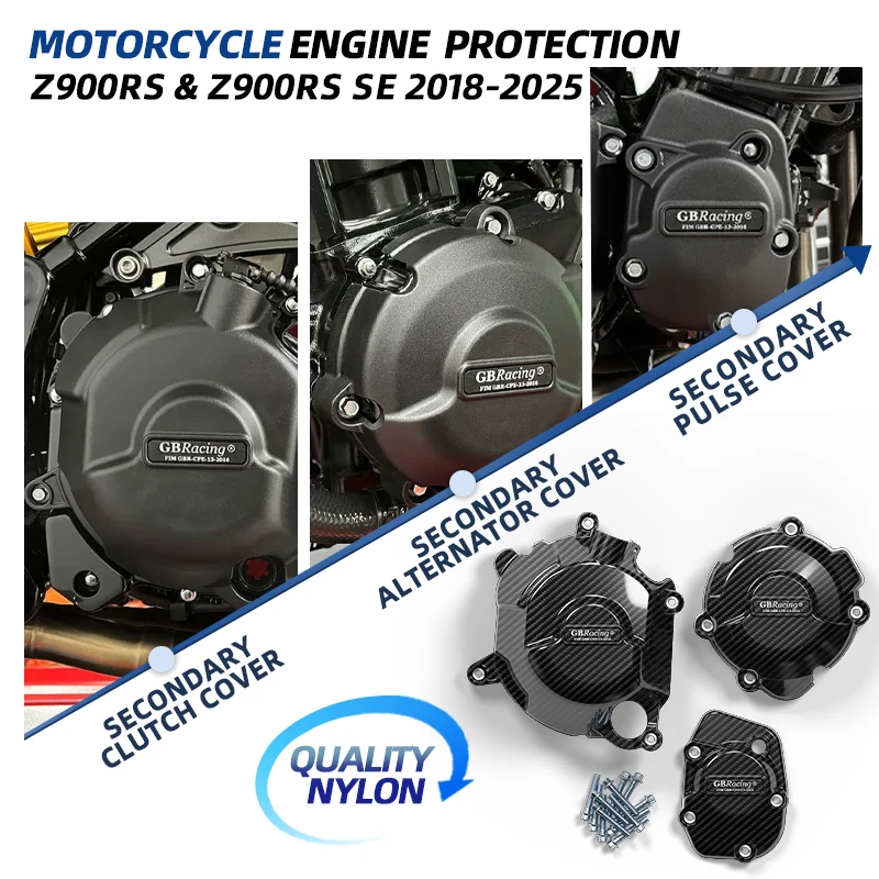 

GBRacing Secondary Engine Cover Set For KAWASAKI Z900RS Z900RS SE 2018-2026 protector de motor moto carenados Alternator Cover