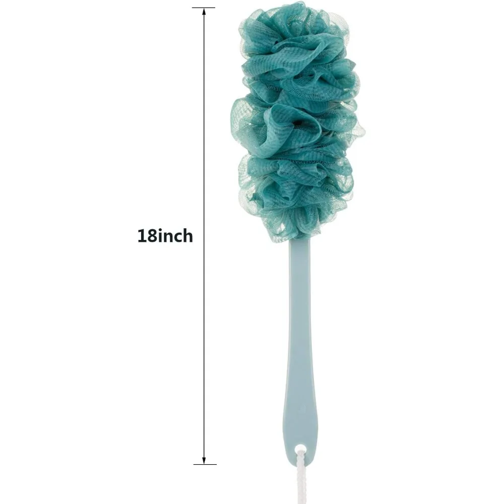 Sikat Punggung untuk Mandi, Sikat Mandi dengan Gagang Panjang Anti-Selip, Pembersih Punggung dari Jaring Nilon Lembut, Loofah untuk Mandi