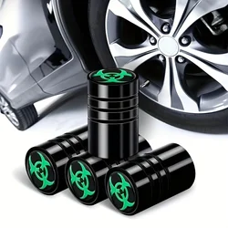 4pcs Nuclear Radiation Warning Biochemistry Decal Car Wheel Tire Valve Cap Stem Air Cover Car Styling Truck Car Motorbike