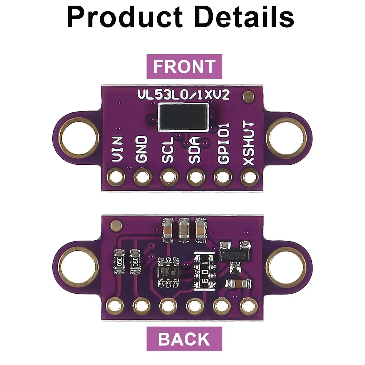 VL53L0X Time-of-Flight (ToF) Laser Ranging Sensor Breakout 940nm GY-VL53L0XV2 Laser Flight Distance Measurement Module I2C IIC