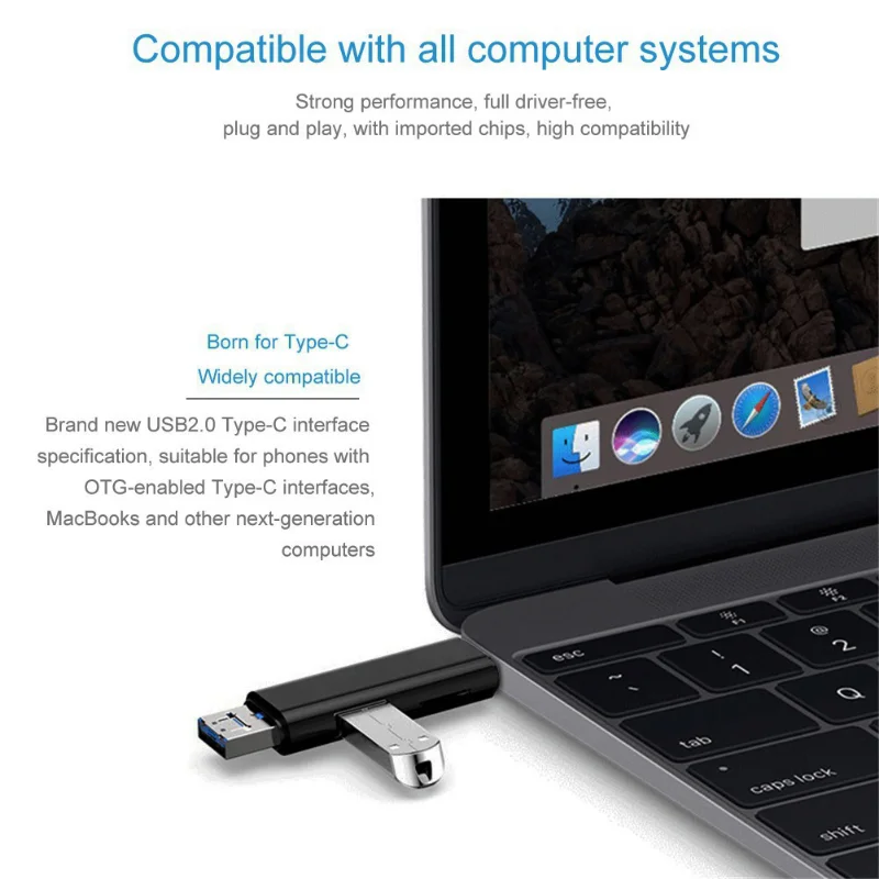 5 في 1 متعددة الوظائف Usb 2.0 نوع C/Usb/مايكرو Usb/Tf/SD قارئ بطاقة الذاكرة OTG قارئ بطاقة محول ملحقات الهاتف المحمول