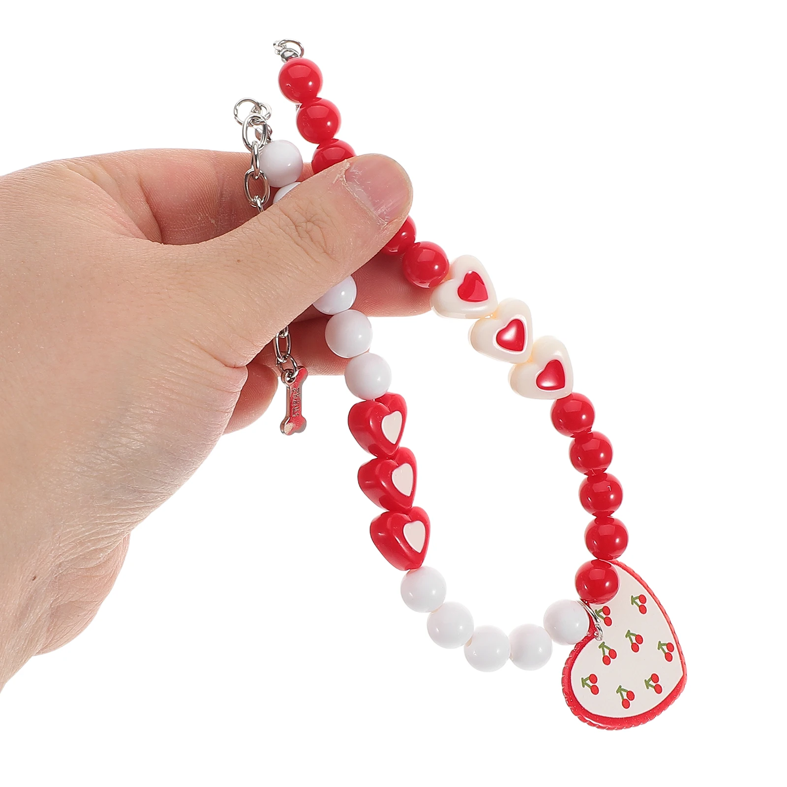 

Pet Necklace Cat Beaded Collar Heart Pendant Adjustable Puppy Kitten Small Dog Jewelry Wedding Party Accessories