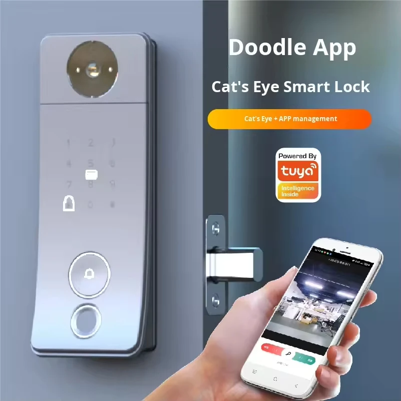 Tuya app Electronic Smart Card Password Lock for Wooden Door Fully Automatic Cross-Border Cat Eye Home Smart Home