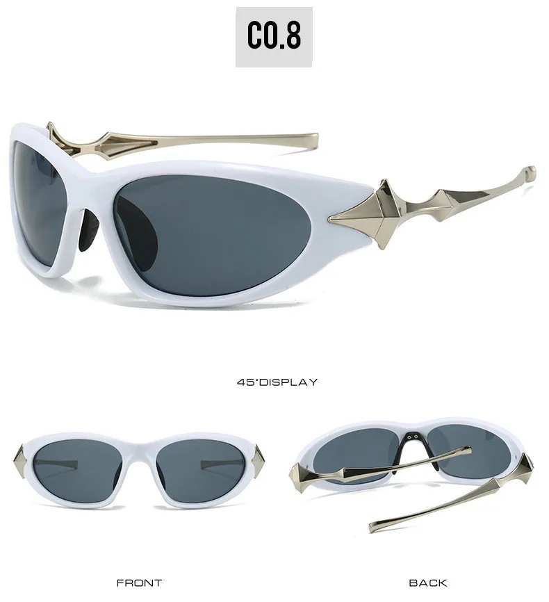 Steampunk Cat Eye Sonnenbrille Frauen neue Mode übergroße Punk Sonnenbrille für Damen Retro 2000's Brille y2k Accessoires – Detail 16
