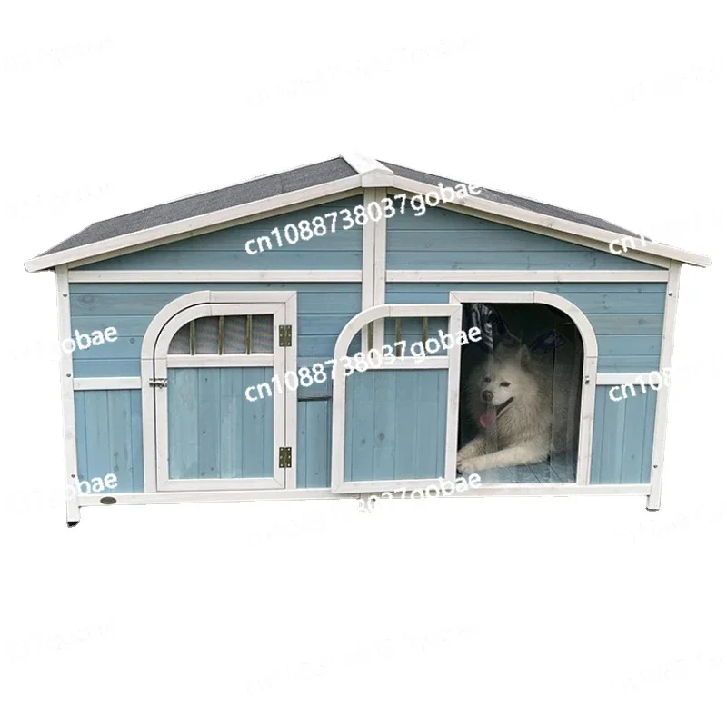 LMM Kennel Outdoor Rain-Proof Wooden Dog Villa Medium and Large Kennel Dog Kennel