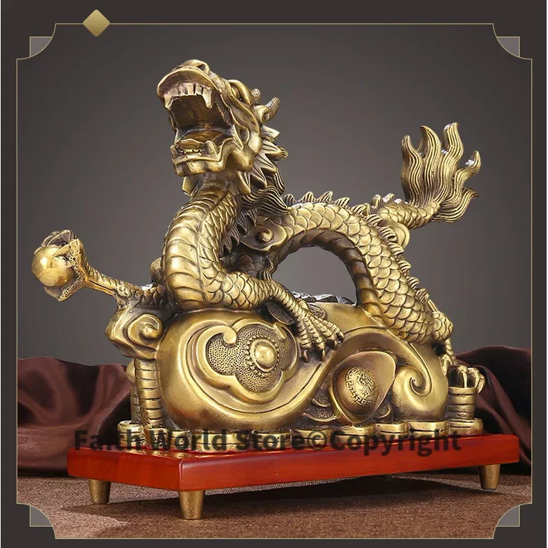 جلب كبير في الثروة الكنز متجر المنزل الأعمال المال رسم التميمة حظا سعيدا فورتشن التنين الذهبي فنغ شوي تمثال نحاسي أ