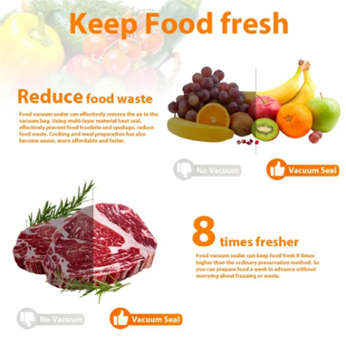 Vacuum Sealer Packaging Machine Food Vacuum Sealer with 10pcs Vacuum Bags Household Vacuum Food Sealing EU PLUG