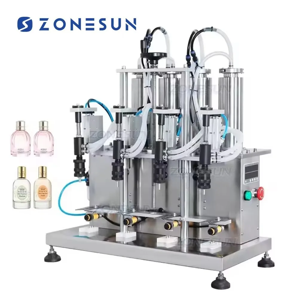 Desktop 4 Nozzles Vacuum Liquid Filling Machine Small Bottle Perfume Beverage Dropper Filler For Eau De Cologne