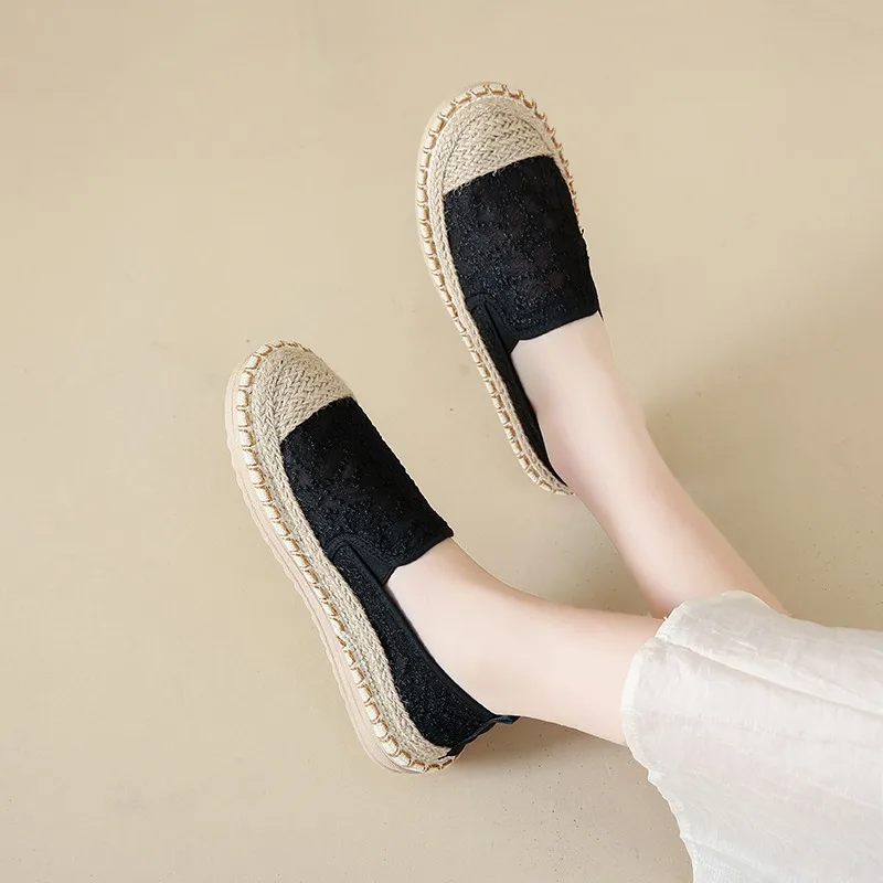 

Spring and Summer Mesh Lace Printed Fashionable Solid and Two-color Women's Casual Flat Heel Light and Casual Walking Loafers