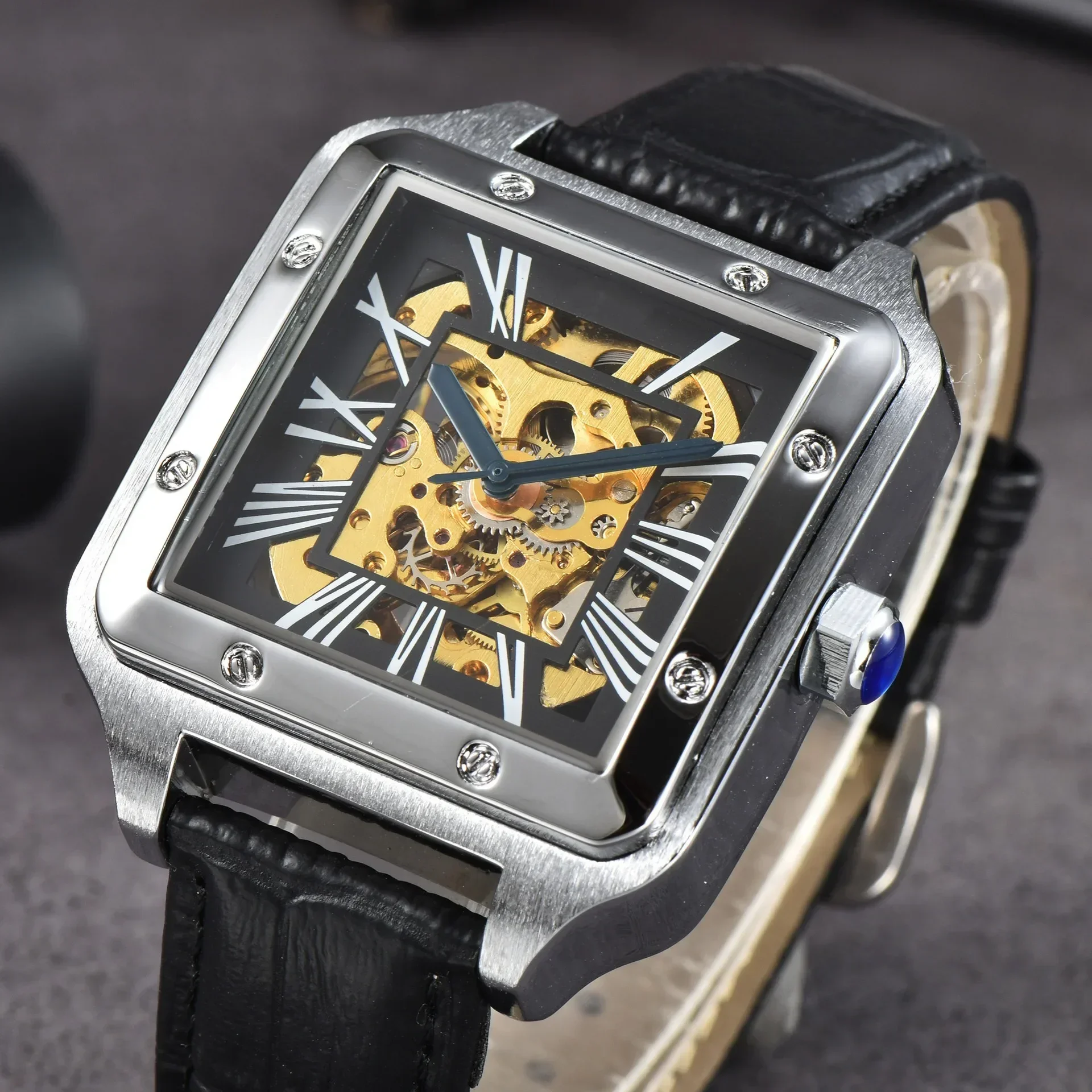​​2025 New Men's Luxury Skeleton Automatic Watch, Mechanical Movement, Waterproof 50M, Silicone Strap, Sapphire Crystal
