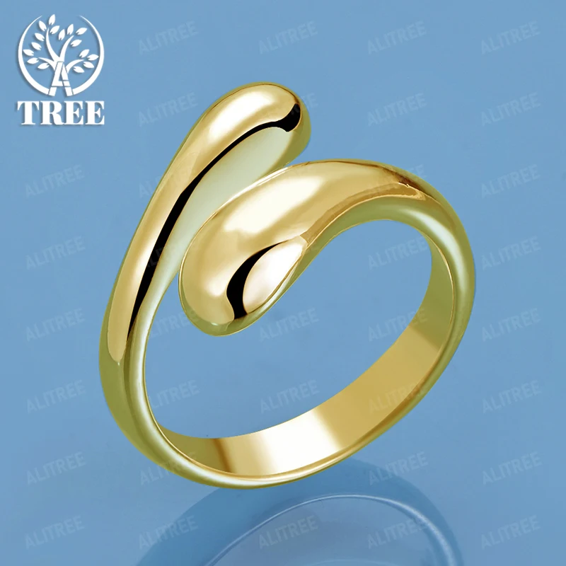 

New 18k Gold Water Drop Ring Women Party Wedding Fashion Creative Jewelry Beautiful High Quality Exquisite Nice Birthday Gift