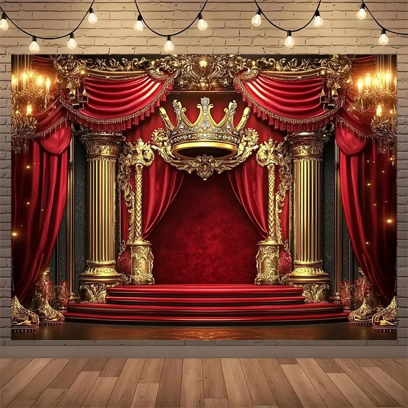 قطعة واحدة، عمود فاخر من الذهب لخلفية التصوير الفوتوغرافي على شكل تاج، مناسب لدعائم الاستوديو لتزيين العطلات #1