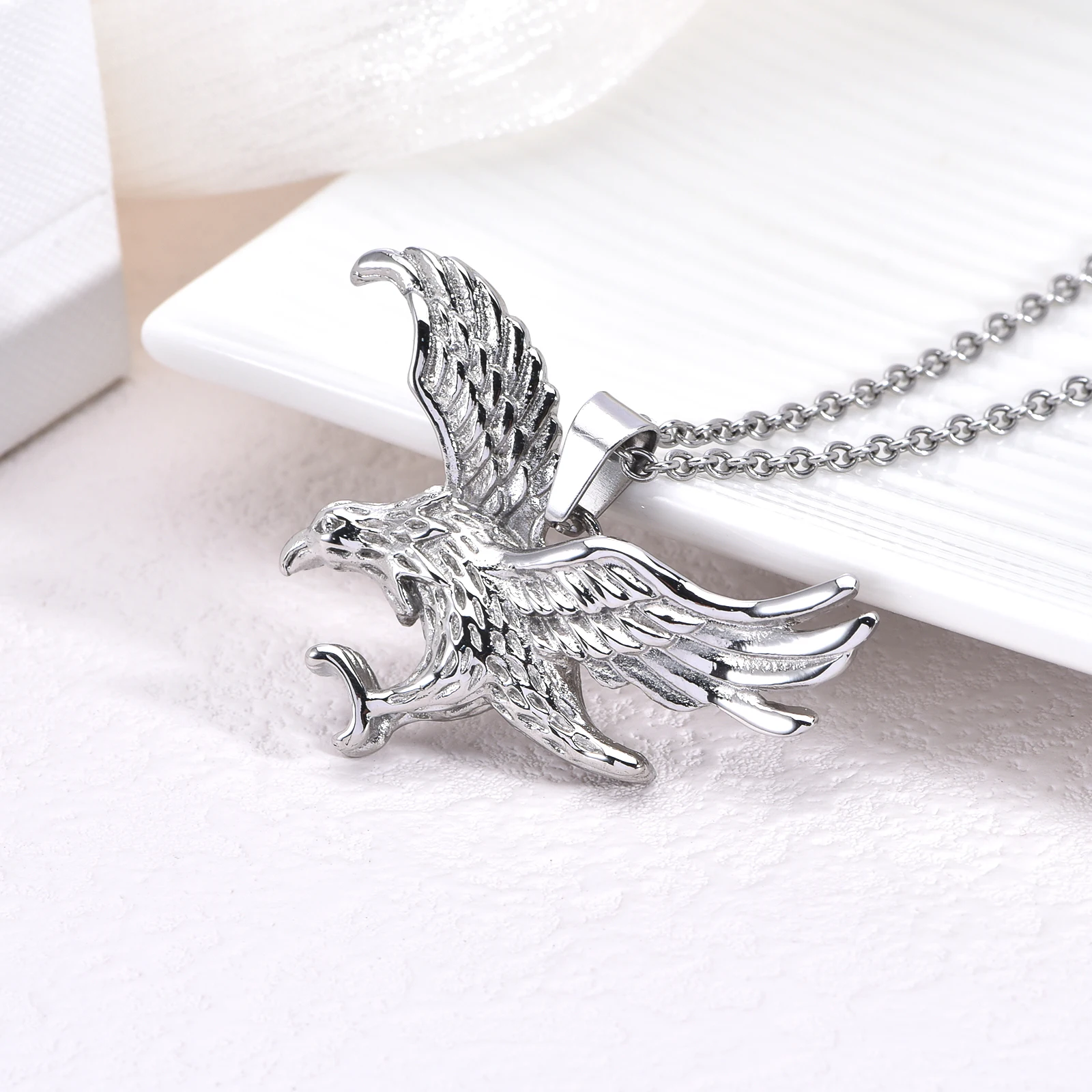 

Eagle Memorial Urn Necklace - Stainless Steel Cremation Jewelry Pendant for Human Ashes Keepsake