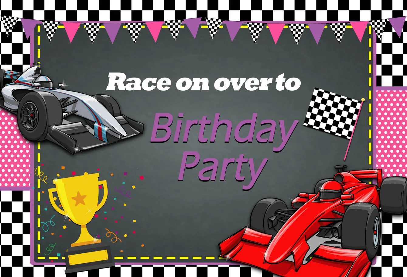 Sinh Nhật Phông Nền Xe Đua Chúc Mừng Sinh Nhật Đỏ Đua Bé Trai Xe Đua Theo Ý Trẻ Em Trang Trí Tiệc Nền Photocall