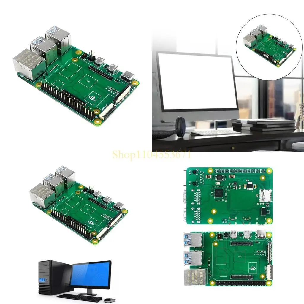 

Best Seller for CM4 to PI4B Adapter for Compute Module 4 Lite/eMMC 4-way Usb3.0 Gigabit Ethernet CSI Expansion Board