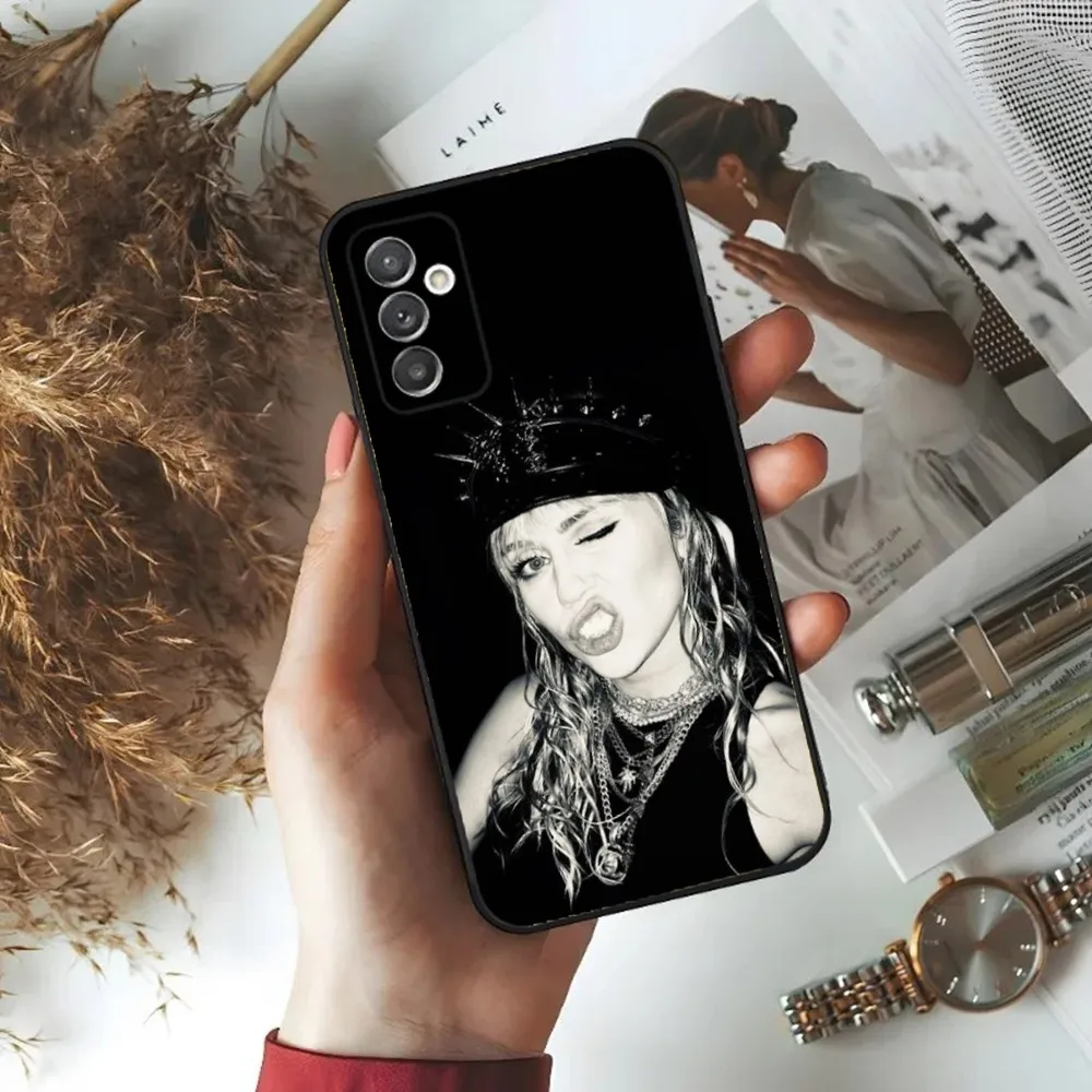 Singer M-Miley C-Cyrus Phone Case For Samsung S24,23,22,30,21,10,9,Ultra,Plus,Lite,FE,5G Black Soft Case