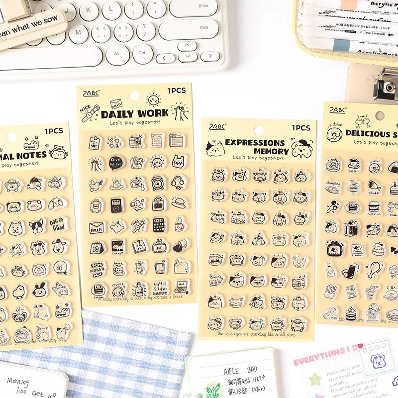 Mini Cute Daily Life Symbol Clear Stamp Set Scrapbooking Craft Supplies Animal Cartoon Silicone Stamping Seal for Hobbyists