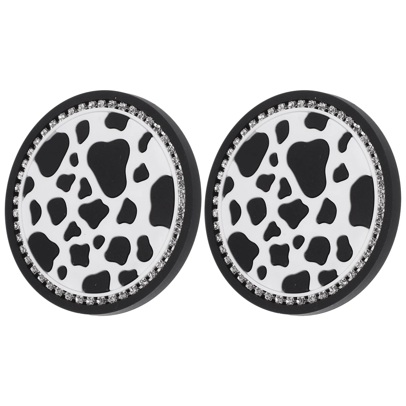 

2pcs Coasters Cup Car Accessories For Women Coasters PVC Cow Print Interior Accessories Car Water Cup Pad Beverage Rack