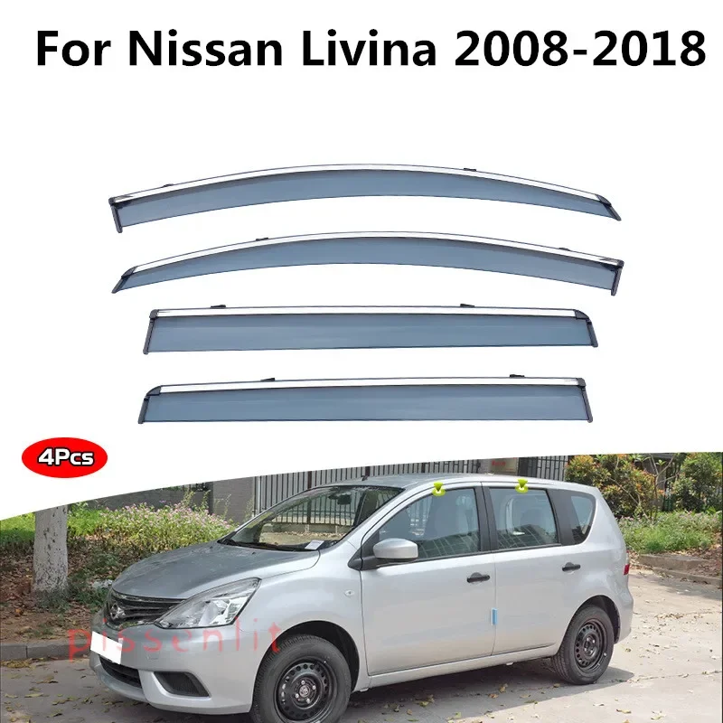 

Для Nissan Livina 2008-2018 оконный козырек, аксессуары, хромированные козырьки, защита от ветра и дождя, крыша, солнцезащитный козырек от дождя, вентиляционный козырек, спойлер, крыло