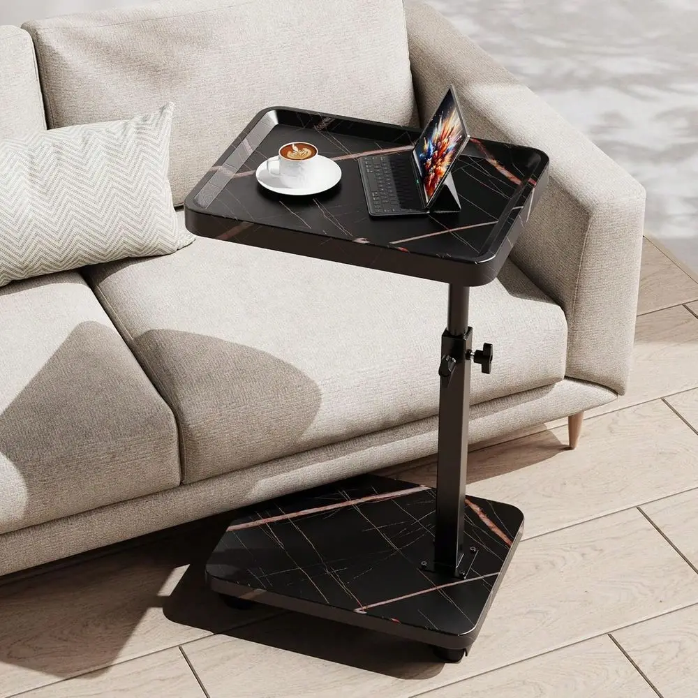 

Table End Table Adjustable Height, 360 Swivel TV Tray Table For Small Spaces, Side Tables With Wheels For Living Room And Bedro