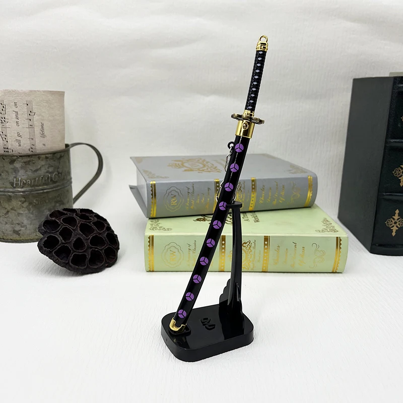 سلسلة مفاتيح سيف ساموراي ، سلسلة مفاتيح يابانية OP inimeral ، قطعة Roronoa Zoro ، منمنمنمات معدنية بالكامل ، حرفة تزيين منزلية ، 26 ـ