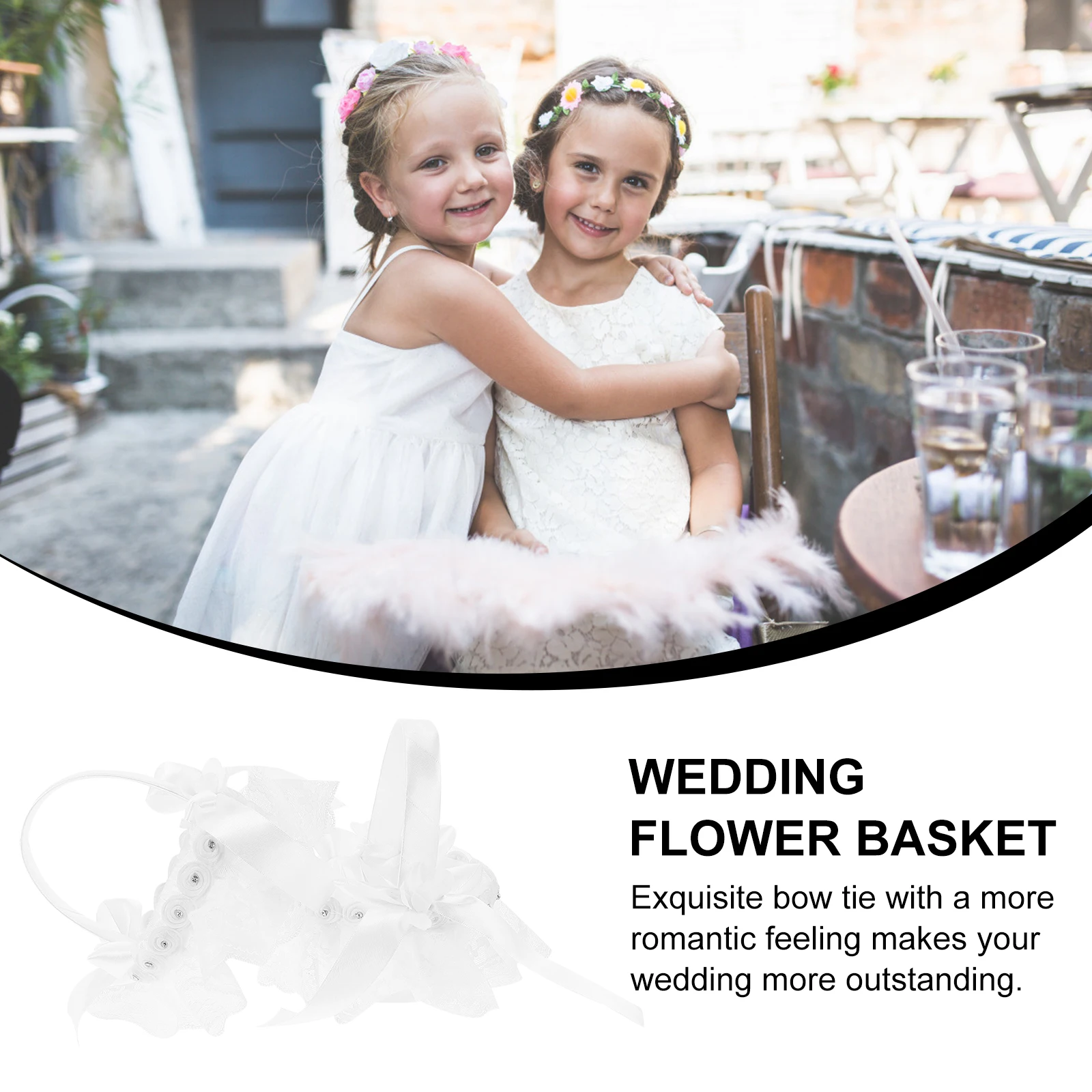 

2 pcs Butterfly Wedding Flower Basket Lace Decor Petal Holder Metal Fabric Baskets for Ceremony Banquet Party Decoration