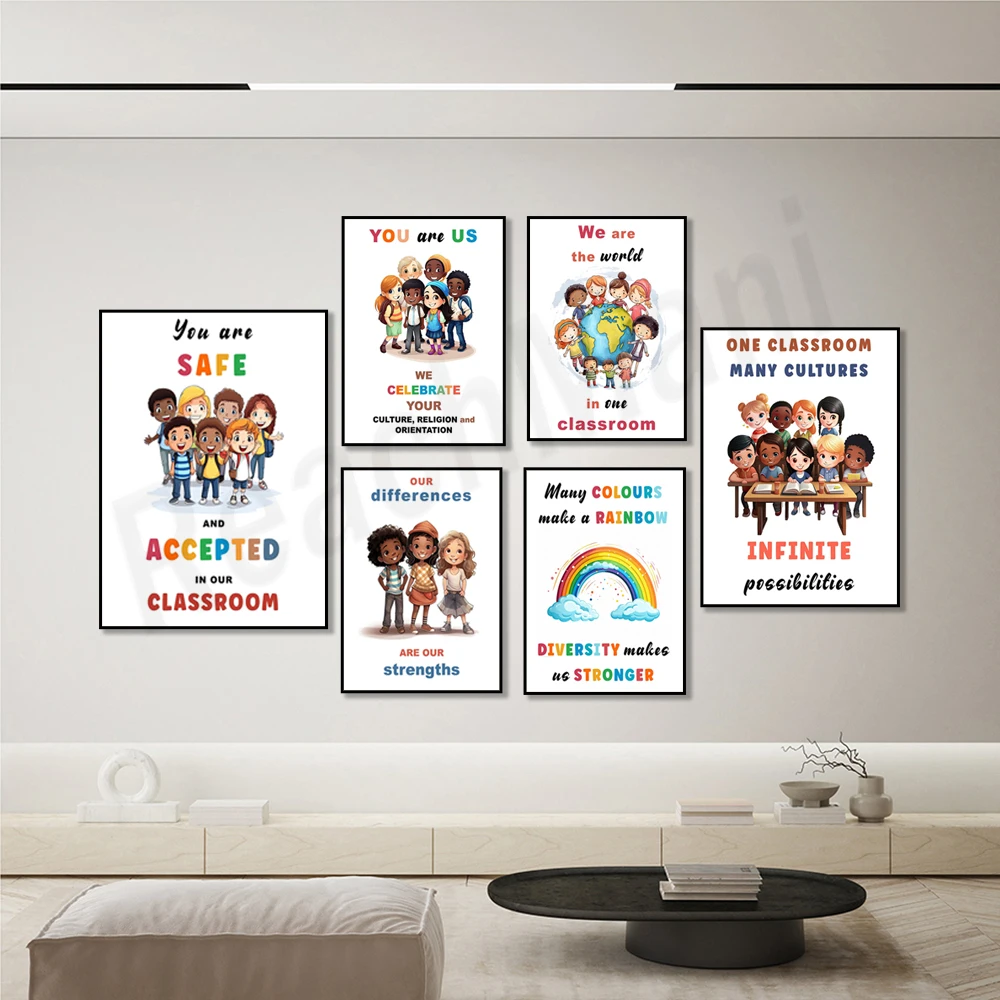 Classroom Inclusion Poster, Classroom Diversity Poster, School Counselor, We Are One Classroom World, Homeschool Poster,