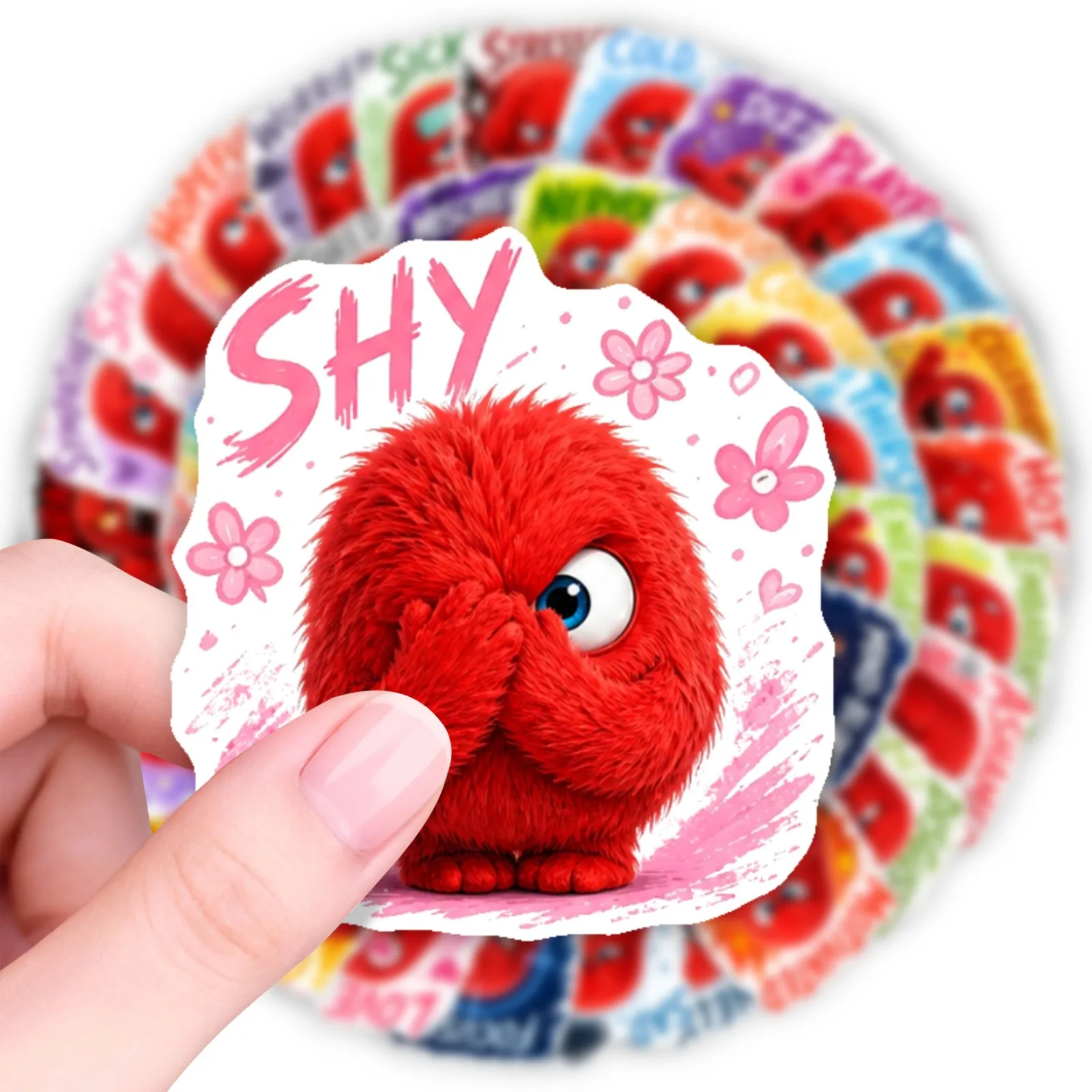 50-Pack Red Monster Cartoon Emotion Stickers Waterproof Decorative Decals for Notebook Phone Guitar Stationery