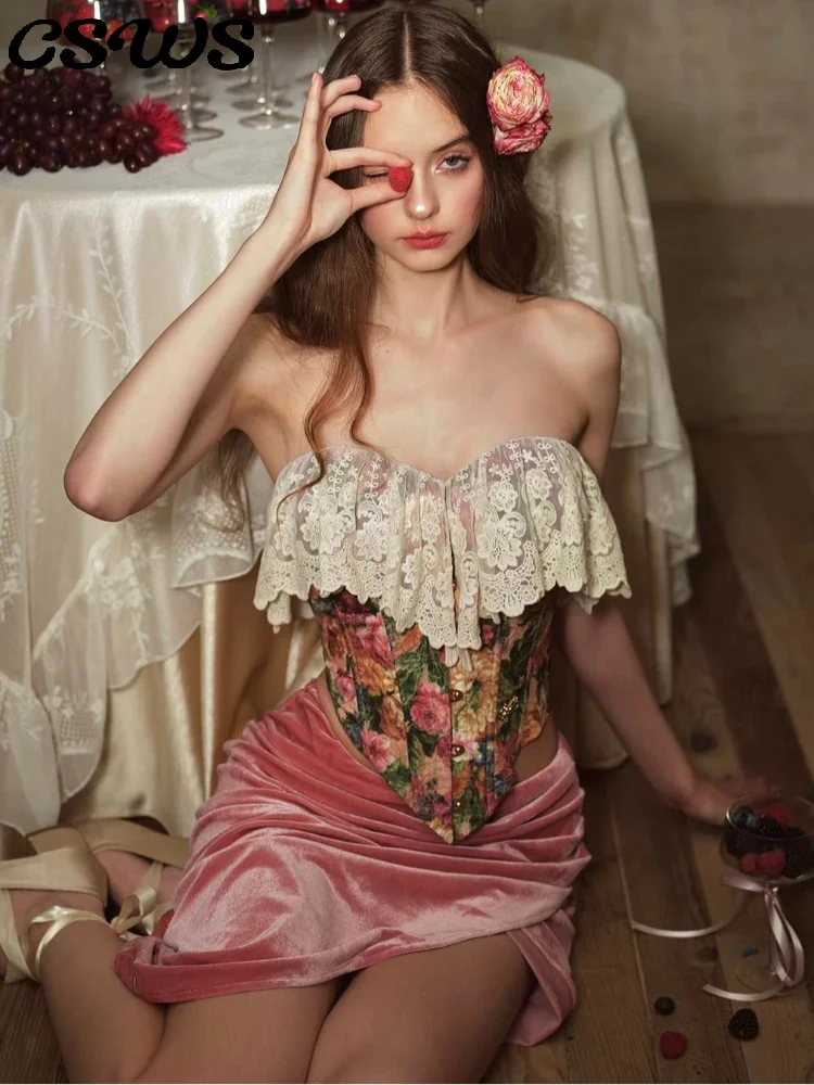 

Сексуальный кружевной лоскутный жилет с принтом, женский тонкий топ без рукавов и открытой спины на шнуровке, вечерние женские модные летние универсальные жилеты 2025 года