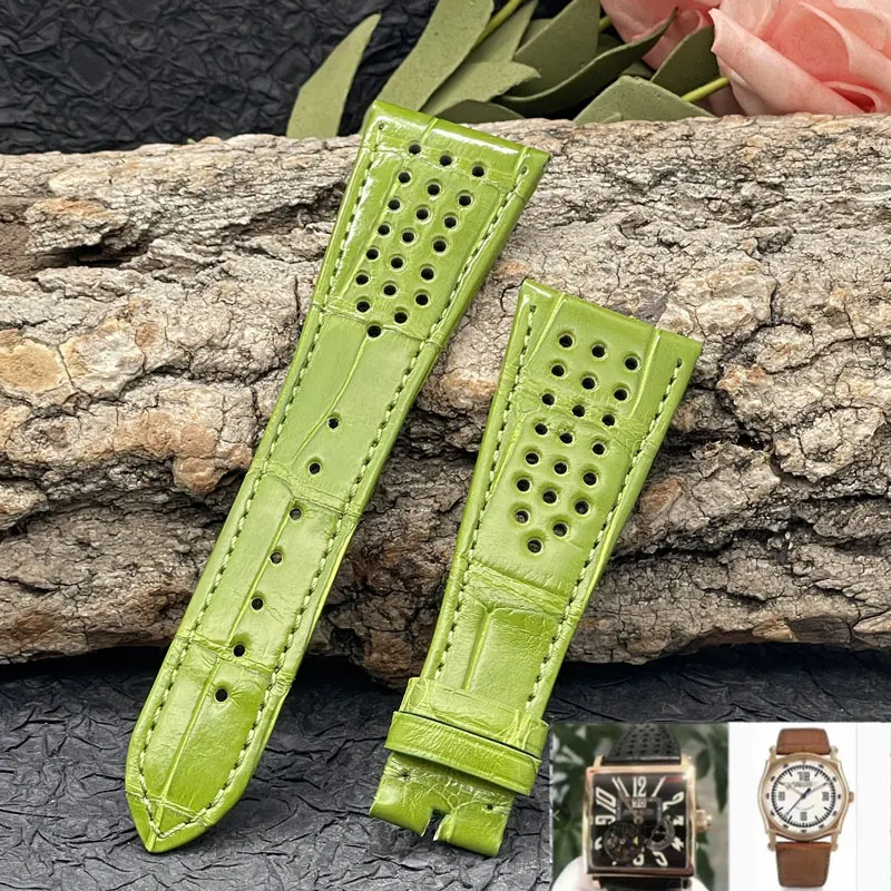 FUYIJIA Luxury Custom R-ogerD-ubuis Watch Band Handmade Alligator Strap 27MM 32MM Genuine Leather Belt Crocodile Skin Watchbands