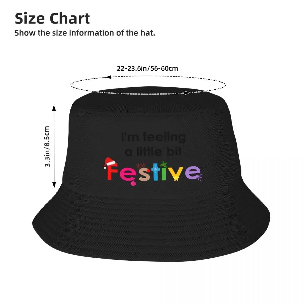 I'm Feeling a little bit Festive Bucket Hat dad hat Christmas Hat party Mens Women's