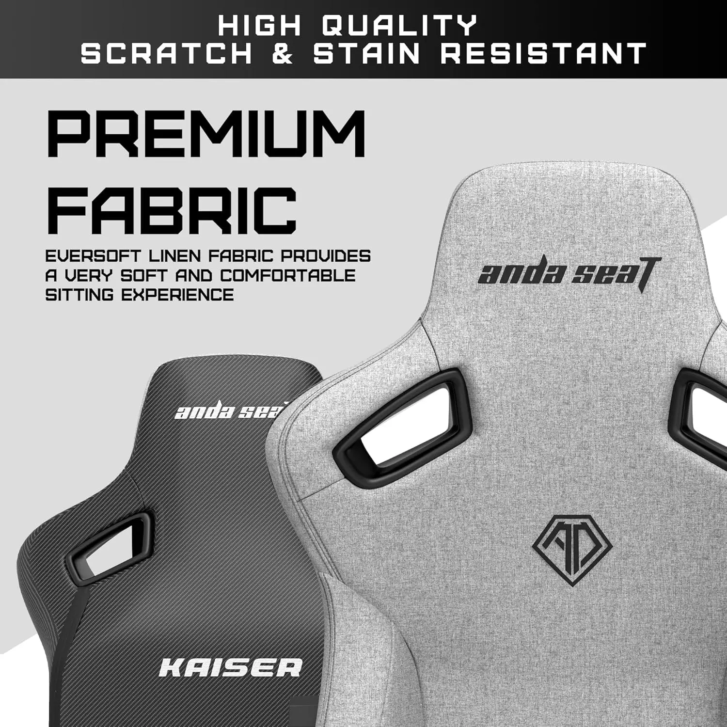 Kaiser 3 Xl Gaming Stoel Voor Volwassenen-Ergonomische Grijze Stoffen Gaming Stoelen Met Lendensteun, Comfortabele Bureaustoelen