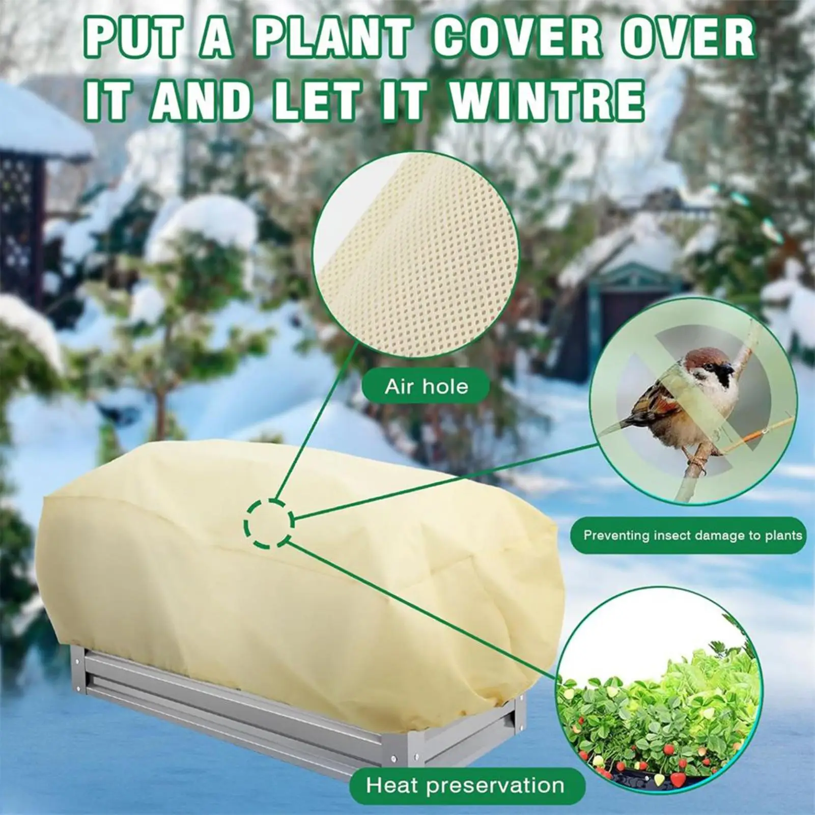 

Поднятый садовый чехол, 2-х предметный прямоугольный чехол с цветком и шнурком, защита от замерзания на открытом воздухе, для наружного сада, зимы