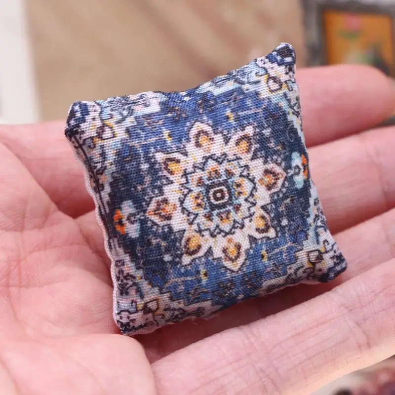 2 stuks poppenhuis miniatuur bohemien kussen kussens model 1/12 mini slaapbank bed decor meubels speelgoed accessoires-speelgoed