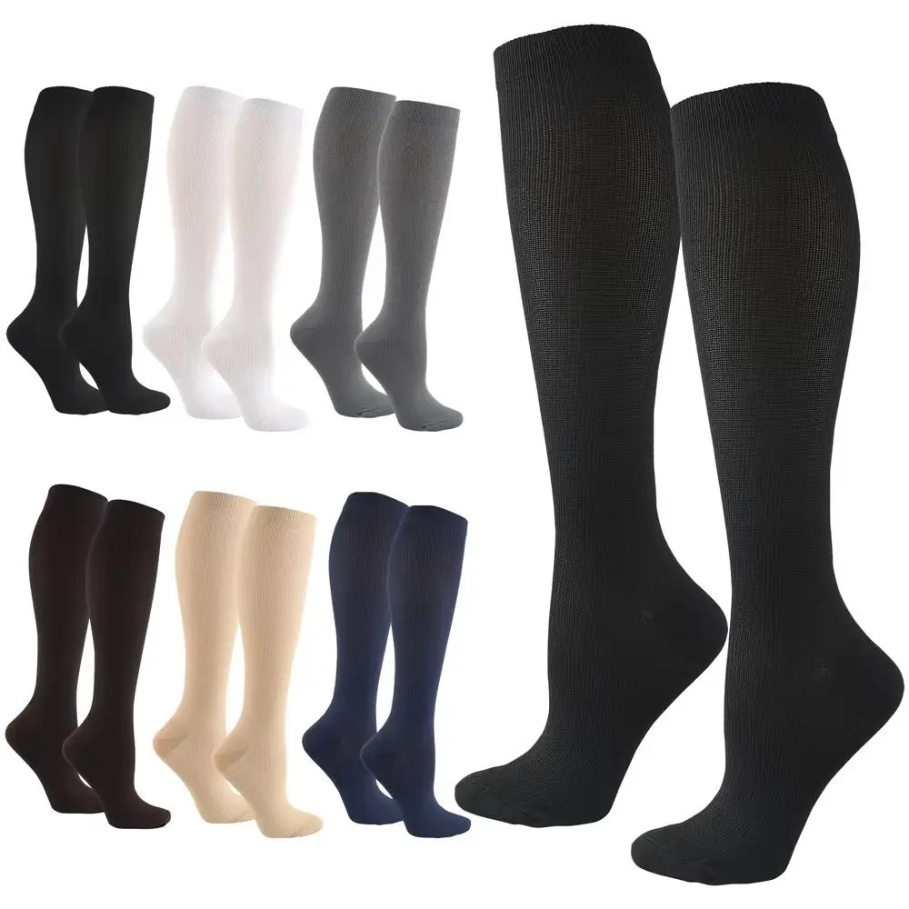 Kompressionssocken für Krampfadern, geeignet für Golf, Rugby, Wandern, Sport, für Anti-Ermüdung, Fahren, Reisen, Flug, schwarze Damen- und Herrensocken
