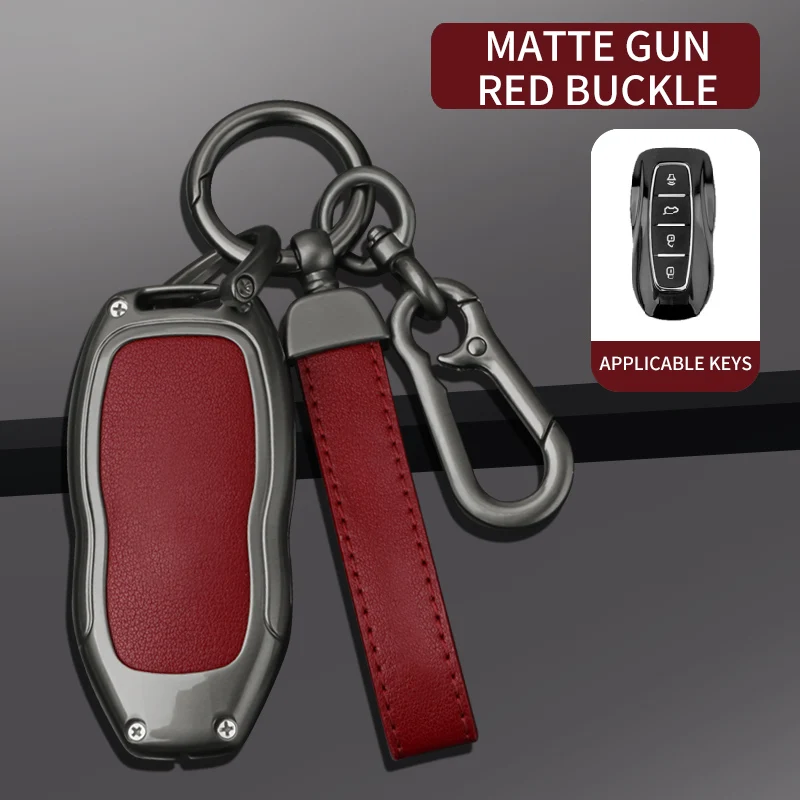 

Metal Leather Car Remote Key Case Cover Protection Shell For Ford EQUATOR JMC Plus 5 6 7 Sport EcoBoost Car Keychain Accessories