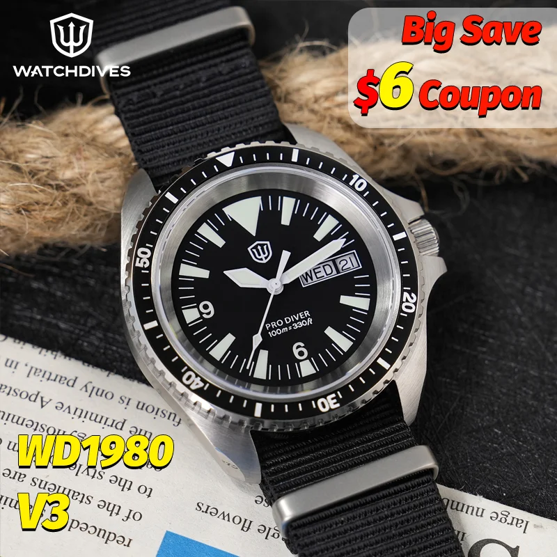 Watchdives WD1980 V3 Luxury Watch VH31 Sweep Seconds Quartz