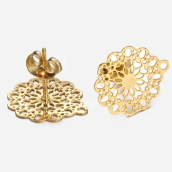 10 stücke Edelstahl Blume Ohr Studs Höhlte Heraus Ohrring Basis mit Ohrstöpsel für Ohrringe Schmuck Machen DIY Entdeckungen Zubehör