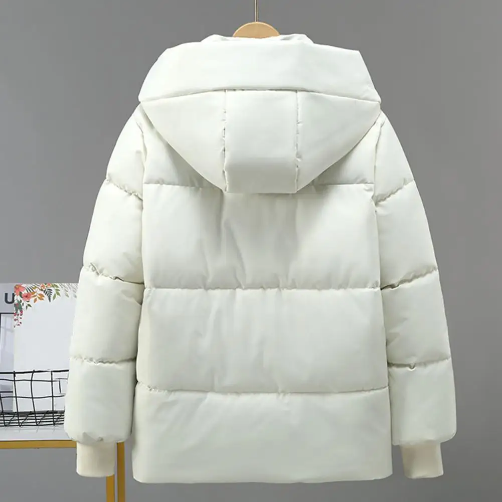 Abrigo de invierno con bolsillos y cuello levantado, Parka acolchada con capucha y cremallera, Chaqueta de algodón para clima frío con retención de calor a prueba de viento