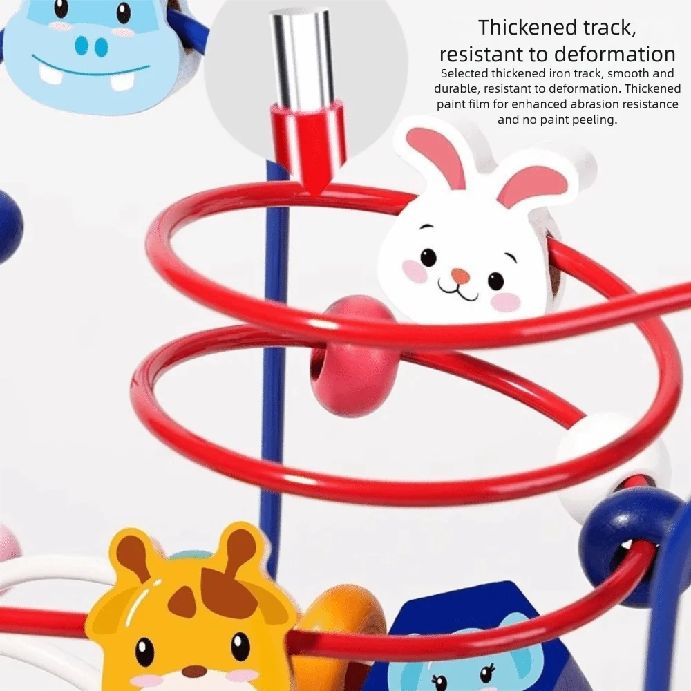 Holz-Holzperlen-Spielzeug, Tiere, Formen, bunte Perlen, Labyrinth, interaktives Design, Zählen, Lernen, Früherziehung, Spielzeug im Alter von 1 bis 3 Jahren
