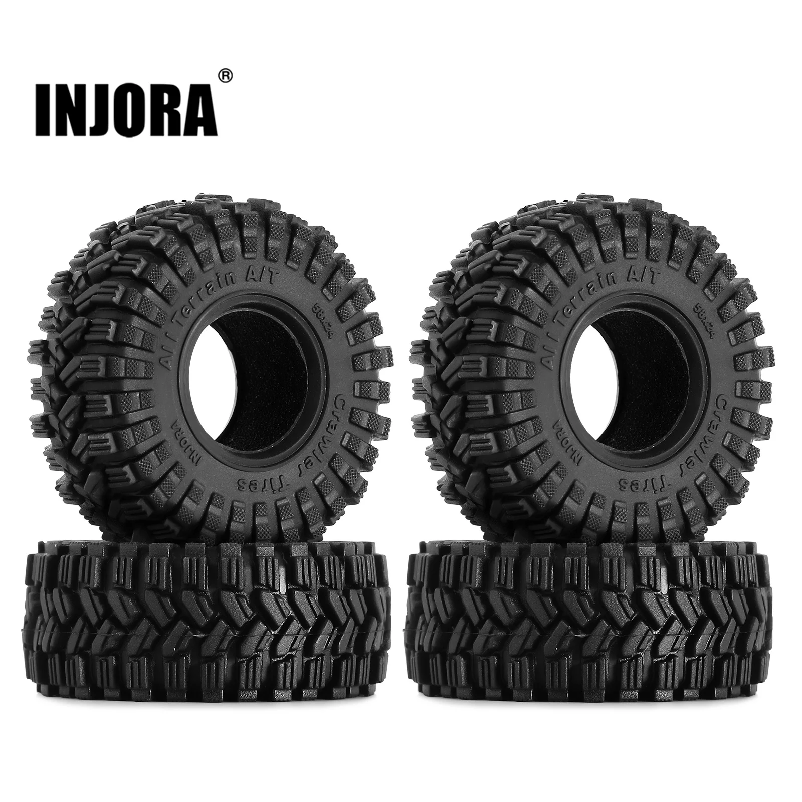 INJORA King Trekker 58*24mm terenowy Super miękki lepki 1.0 opony do kół dla 1/18 1/24 gąsienica RC SCX24 AX24 TRX4M (T1017)