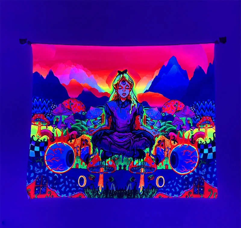 Флуоресцентный УФ-гобелен, Лидер продаж, роспись, светящаяся подвесная ткань, украшение дома, флуоресцентная фоновая ткань для вечеринки, бара Флуоресцентный УФ-гобелен, Лидер продаж, роспись, светящаяся подвесная ткань, украшение дома, флуоресцентная фоновая ткань для вечеринки, бара